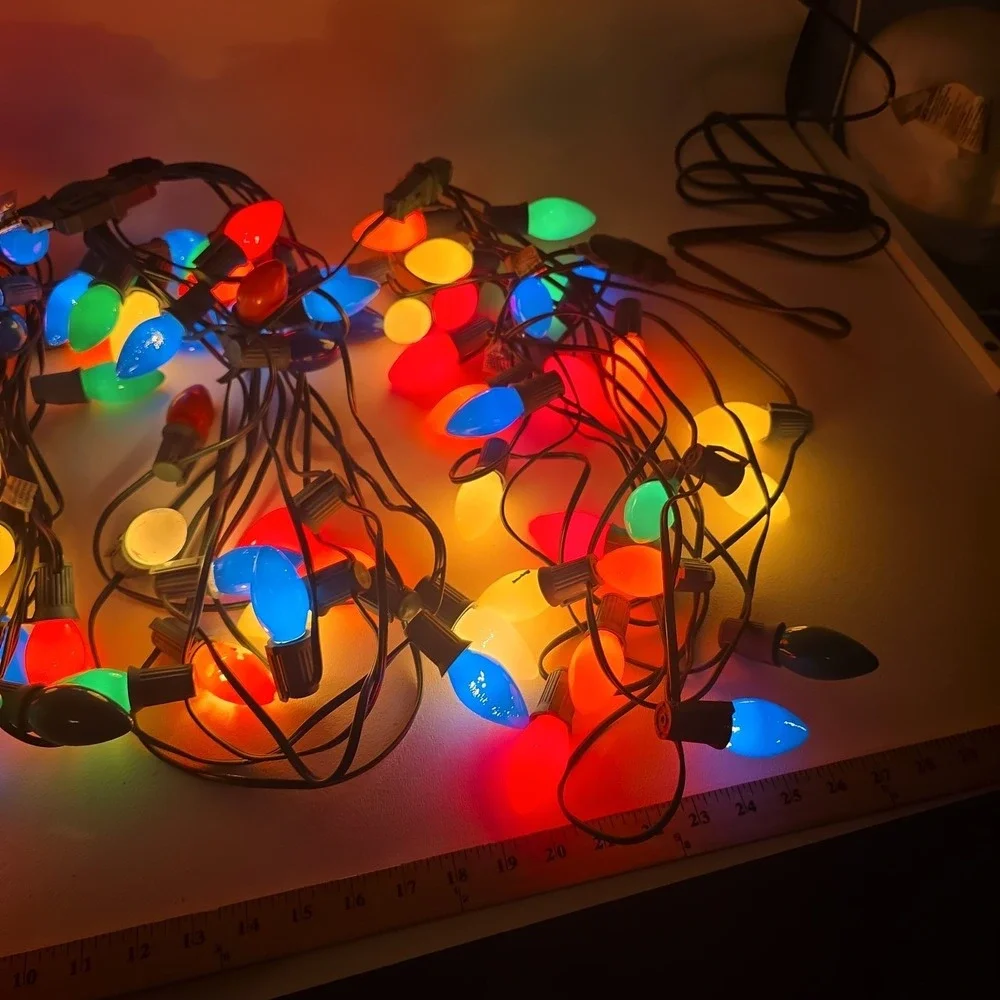 4 Sets of Sylvania Christmas Lights Vintage Indoor/Outdoor 25 C9 Bulbs/String